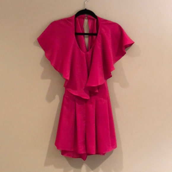 Ark & Co // Hot Pink Ruffled Romper - Picture 1 of 8